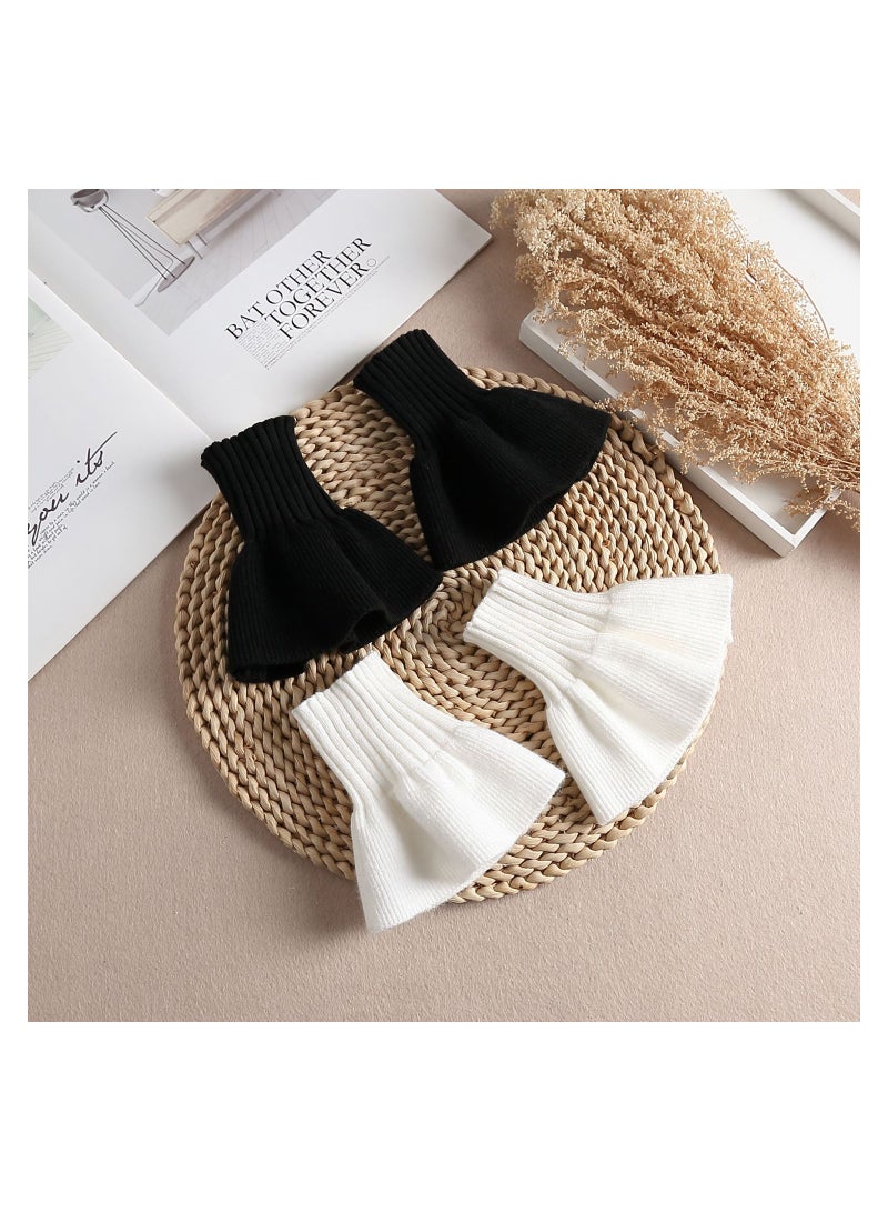 SYOSI 2 Pair Winter Knitted Wrist Cuffs Pleated Horn Cuffs Bracelet Detachable Fake Sleeves False Cuffs Costume Accessory  - Image 5