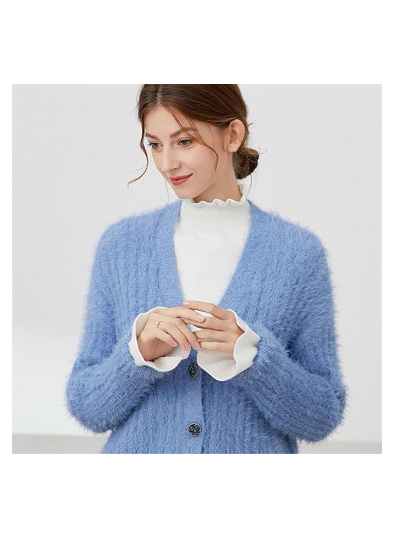 SYOSI 2 Pair Winter Knitted Wrist Cuffs Pleated Horn Cuffs Bracelet Detachable Fake Sleeves False Cuffs Costume Accessory  - Image 3