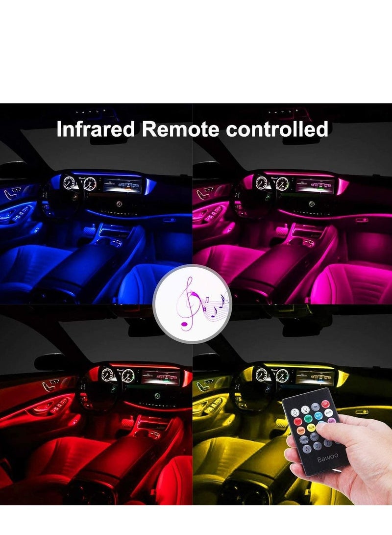 SYOSI Car LED Interior Lights 4PCS 48 LED Interior Lights DC 12V Multicolor Music Car Strip Light Under Dash Lighting Kit with Sound Active Function and Wireless Remote Control Car Interior Accessories  - Image 2