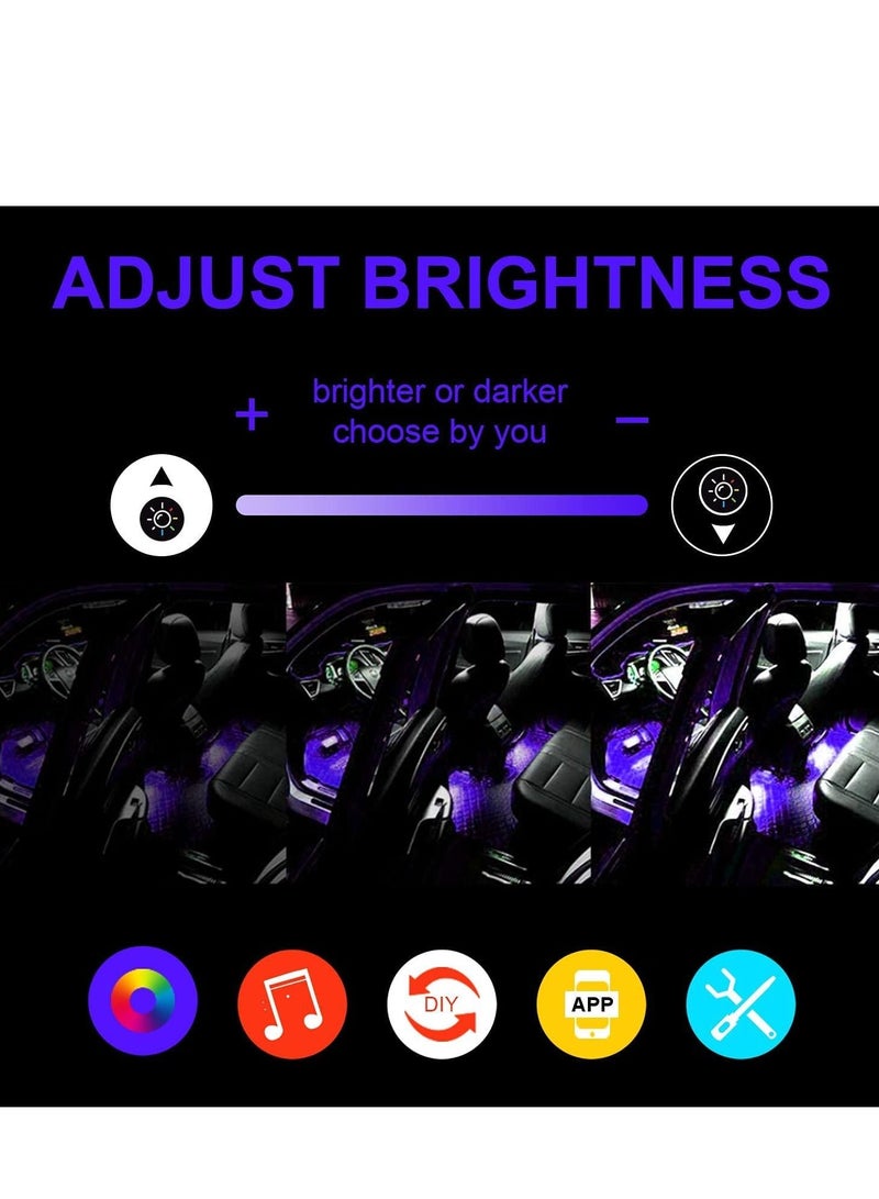SYOSI Car LED Interior Lights 4PCS 48 LED Interior Lights DC 12V Multicolor Music Car Strip Light Under Dash Lighting Kit with Sound Active Function and Wireless Remote Control Car Interior Accessories  - Image 3