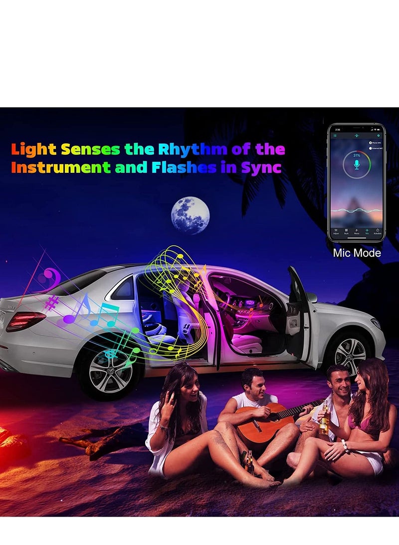 SYOSI Car LED Interior Lights 4PCS 48 LED Interior Lights DC 12V Multicolor Music Car Strip Light Under Dash Lighting Kit with Sound Active Function and Wireless Remote Control Car Interior Accessories  - Image 5