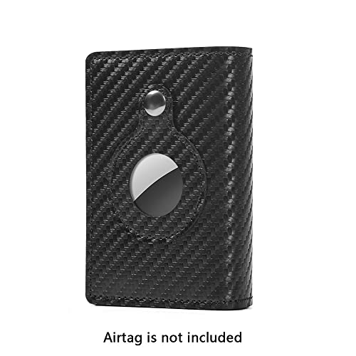 Fermido Air Tag Wallet with Double Card Case, Twin Carbon Fiber Card Holder, Automatic Bifold Front Pocket Pop Up Wallet with Money Clip - Image 3