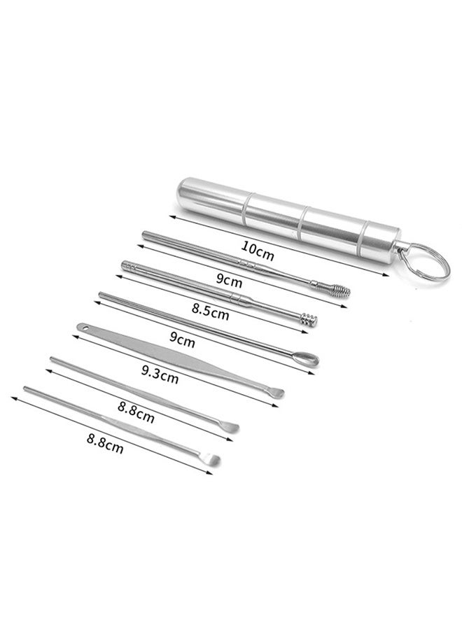 6pcs/Set Ear Cleaner Kit - Stainless Steel Earpick Wax Remover Spoon Spiral Curette Ear Cleaning Tools(Golden) - Image 3