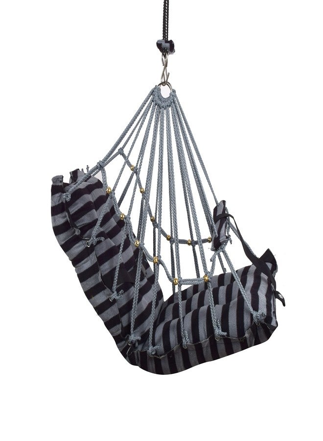 Windson Craft® Cotton Baby Swing for 1-5 Year Olds - Indoor & Outdoor Hammock Chair with Safety Belt and Cushions - Comfortable Hanging Baby Seat for Toddlers & Kids (Line Grey) - Image 2