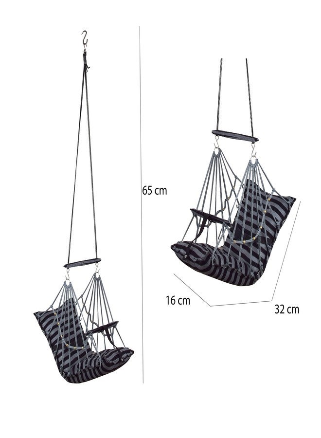 Windson Craft® Cotton Baby Swing for 1-5 Year Olds - Indoor & Outdoor Hammock Chair with Safety Belt and Cushions - Comfortable Hanging Baby Seat for Toddlers & Kids (Line Grey) - Image 5
