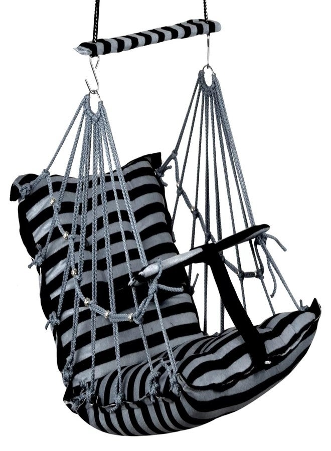 Windson Craft® Cotton Baby Swing for 1-5 Year Olds - Indoor & Outdoor Hammock Chair with Safety Belt and Cushions - Comfortable Hanging Baby Seat for Toddlers & Kids (Line Grey) - Image 1