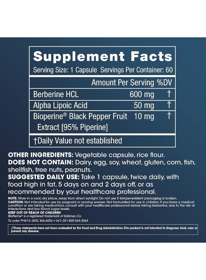 ProHealth بيربرين برو. يعزز الأيض الشبابي + تكوين الجسم الصحي. مع حمض ألفا ليبويك ومستخلص الفلفل الأسود. 1,200 ملغ لكل حصة من 2 كبسولة، 60 كبسولة. (3 عبوات) - Image 2