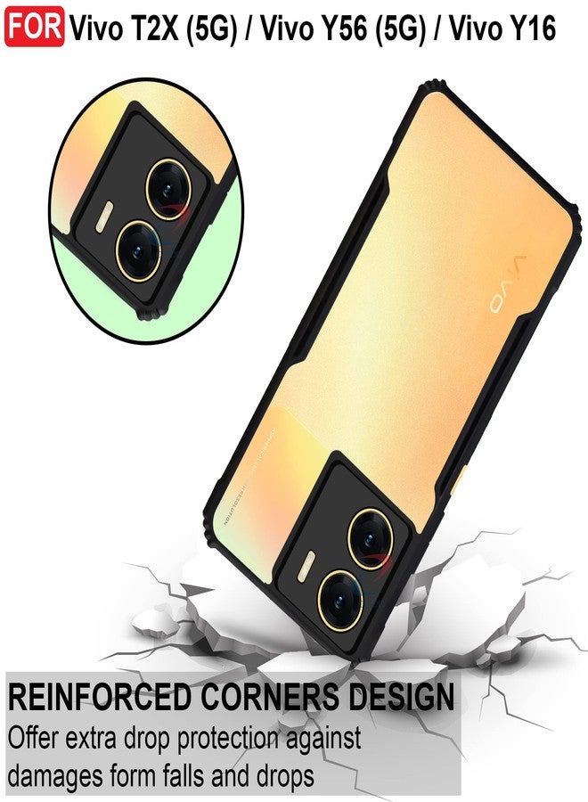 CEDO Vivo T2X / Y56 / Y16 (5G) Back Case Cover | Camera Protection Shockproof Bumper-Edge | Acrylic Crystal Clear 360 Degree Protection TPU+PC | Transparent Eagle Back Case Cover (Black) - Image 3