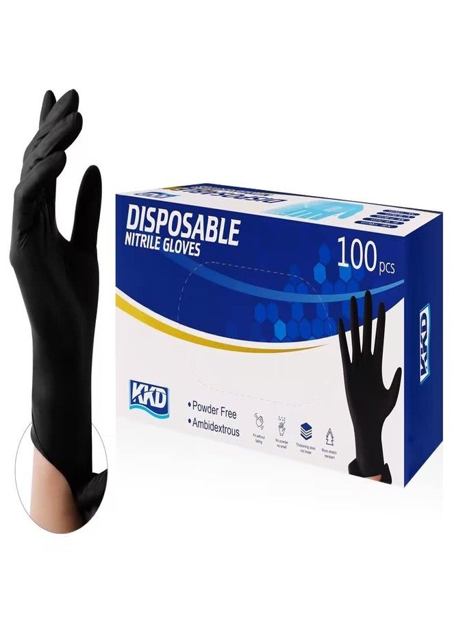 KKD Nitrile Gloves Disposable 100 Count 5.5 Mil Latex Free & Powder Free Gloves For Cooking, Cleaning, Insdustrial and Salon Use, Black, Large - Image 2
