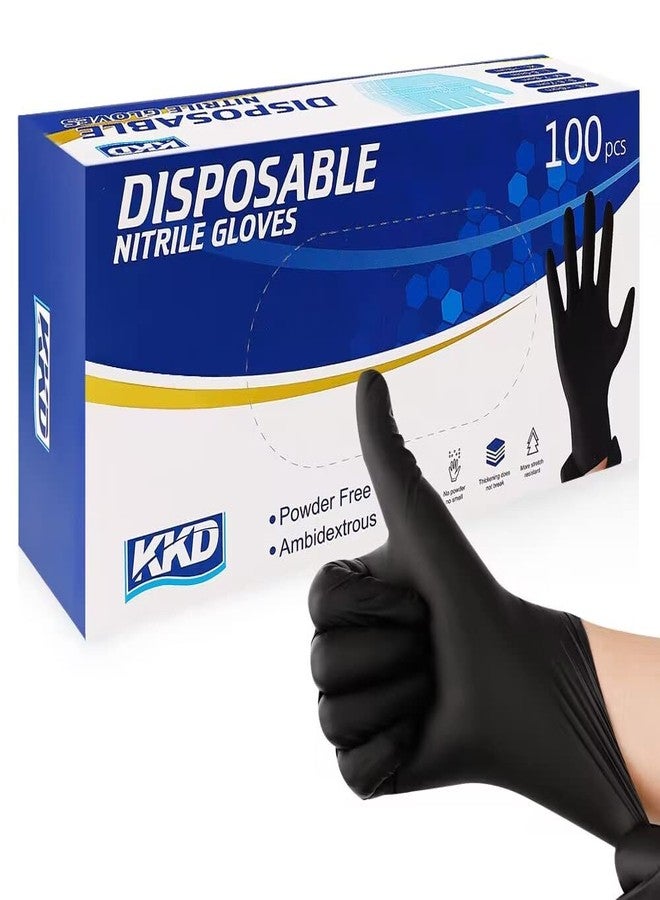 KKD Nitrile Gloves Disposable 100 Count 5.5 Mil Latex Free & Powder Free Gloves For Cooking, Cleaning, Insdustrial and Salon Use, Black, Large - Image 1