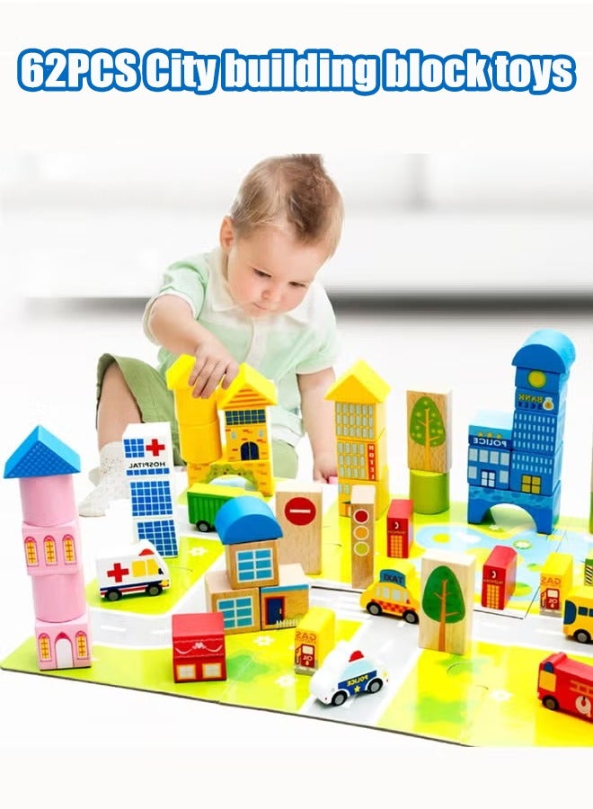 62PCS City Building Block Toys Building Block Building Toys Children's Construction Toys Educational Toys Large Particle Buckets - Image 1