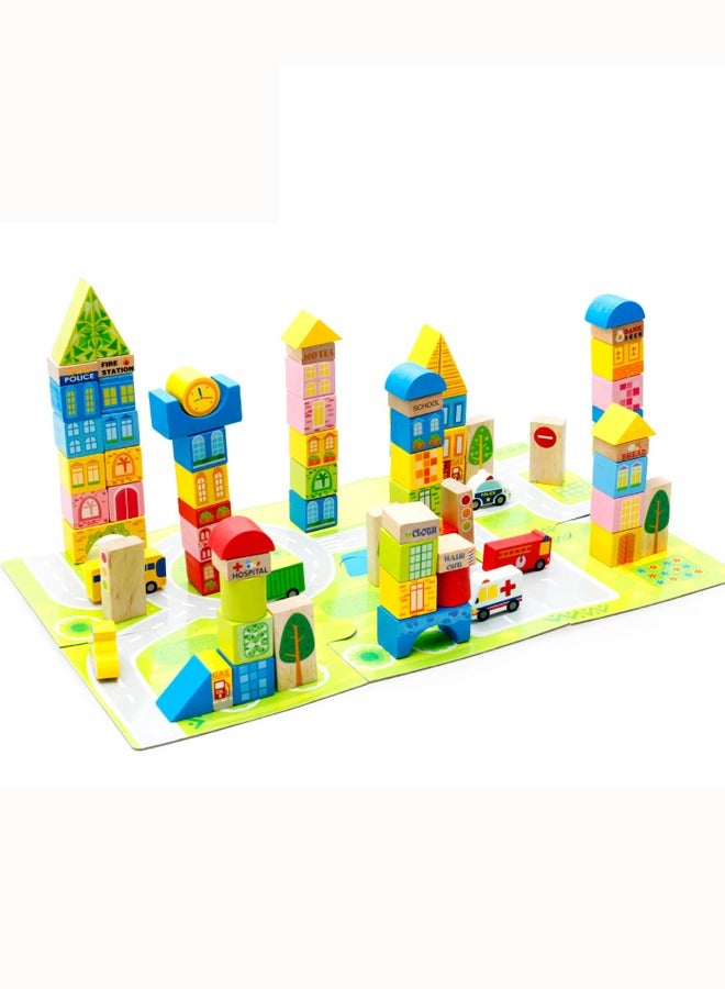 62PCS City Building Block Toys Building Block Building Toys Children's Construction Toys Educational Toys Large Particle Buckets - Image 5