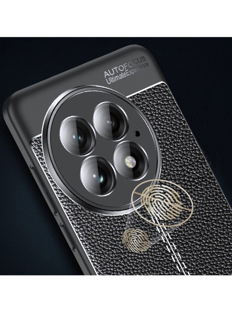 OnePlus 13 5G - Carbon Fiber Litchi Pattern Case Cover , Ultra-thin, stylish, and shockproof protection with anti-slip grip in black. - Image 3