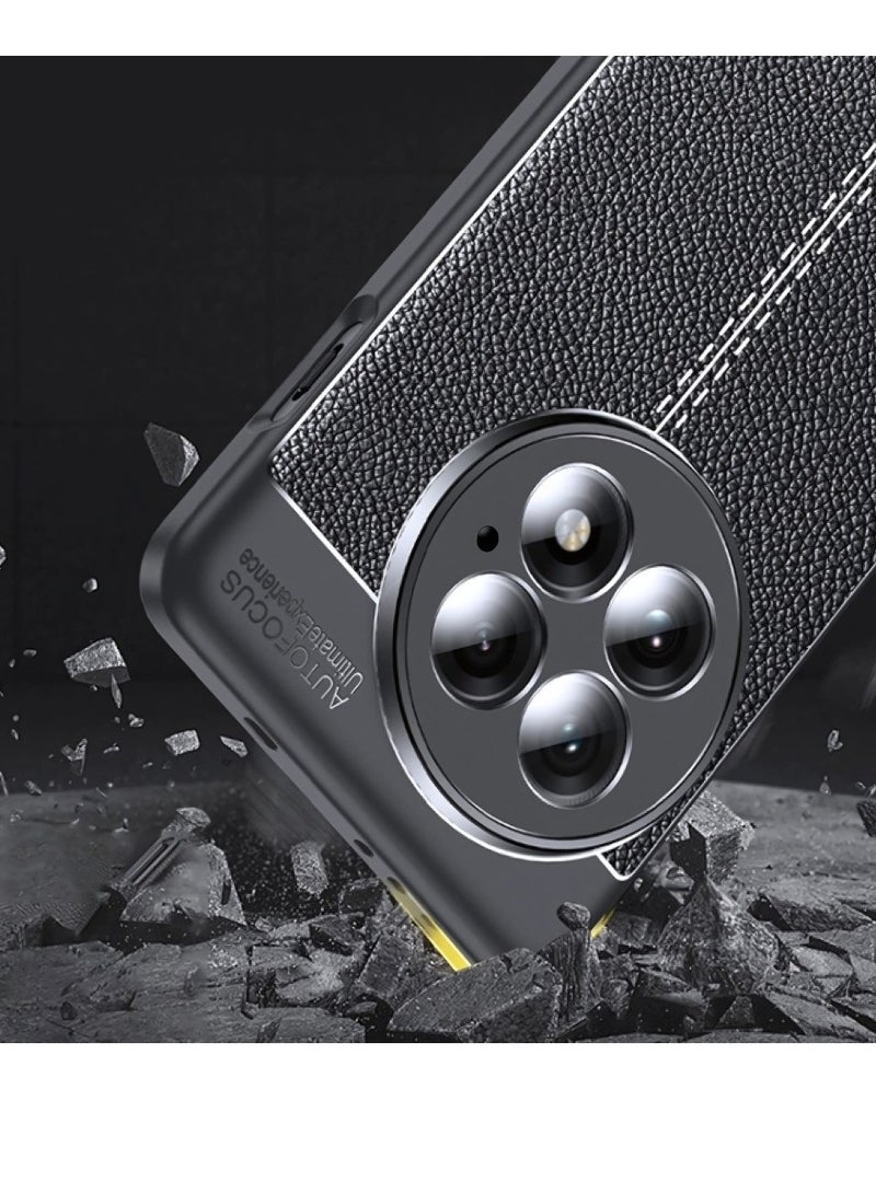 OnePlus 13 5G - Carbon Fiber Litchi Pattern Case Cover , Ultra-thin, stylish, and shockproof protection with anti-slip grip in black. - Image 4