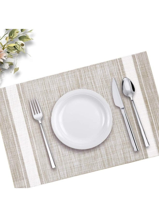 YOSICHY Table Mats Set of 6 Crossweave Woven Vinyl Placemats Heat Resistant Non-Slip Kitchen Placemats for Dining Table Washable Easy to Clean (White) - Image 5
