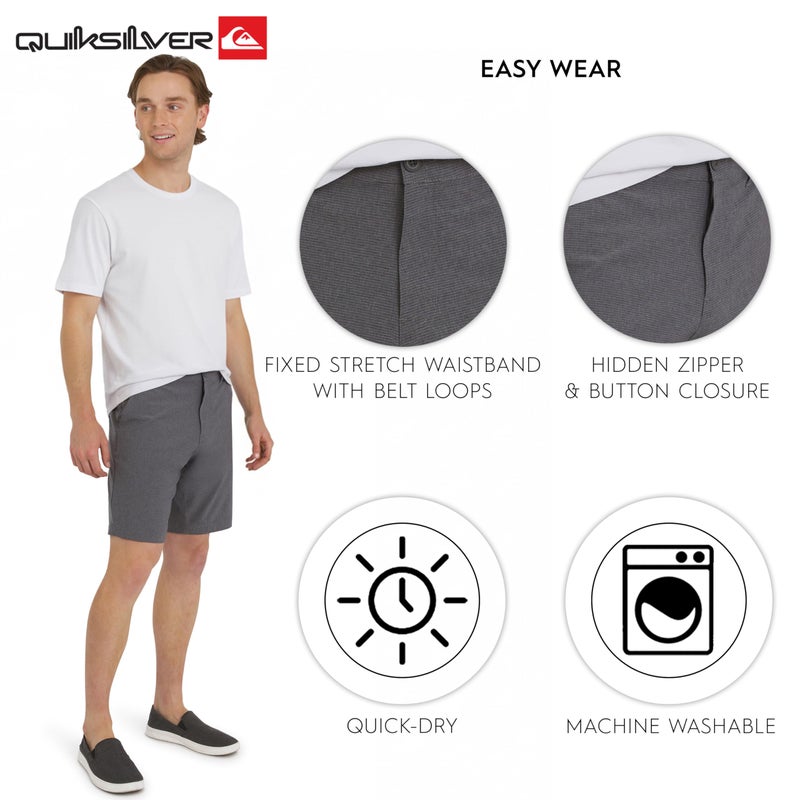 QUIKSILVER شورتات كويك سيلفر للرجال بتصميم عادي وحزام ثابت مقاوم للماء، تصميم مخطط - حديدي، 36 - Image 5