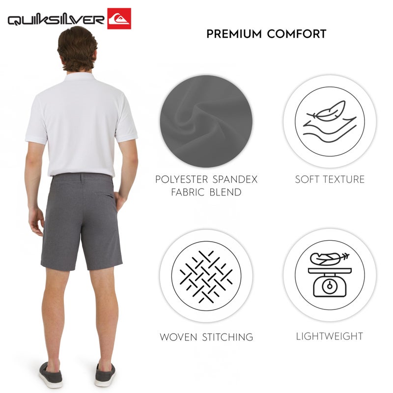QUIKSILVER شورتات كويك سيلفر للرجال بتصميم عادي وحزام ثابت مقاوم للماء، تصميم مخطط - حديدي، 36 - Image 4