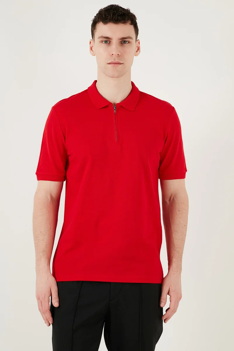 Buratti Cotton Regular Fit Half Zipper Polo Neck T Shirt Men's Polo Neck T Shirt 5903008