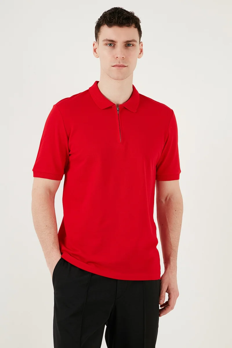 Buratti Cotton Regular Fit Half Zipper Polo Neck T Shirt Men's Polo Neck T Shirt 5903008