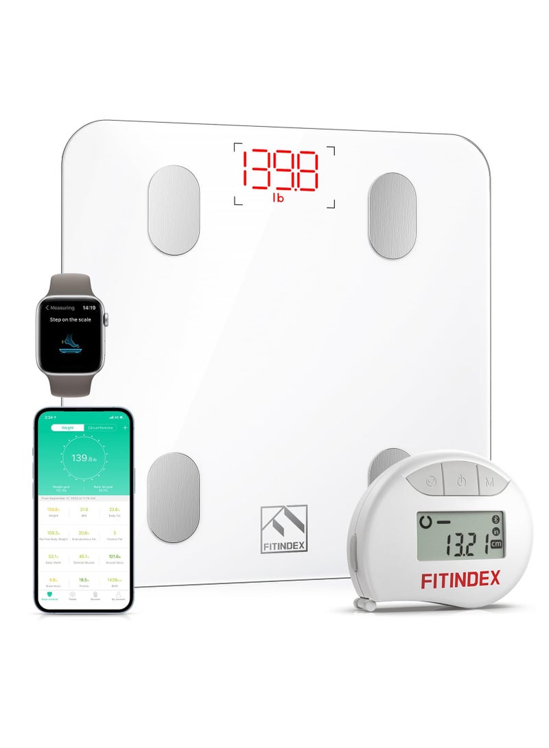 Weight Scale With Bluetooth, Digital Bathroom Scale With Bmi, Body Fat, Muscle Mass 14 Key Body Indicators - Image 1