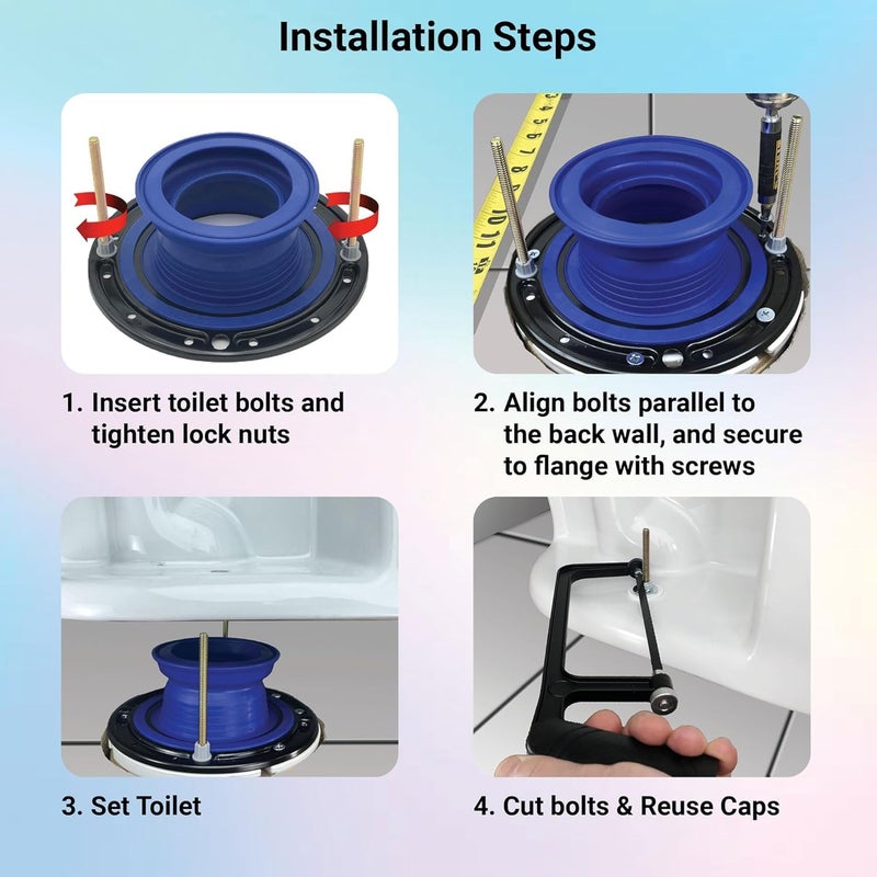 One-N-Done One N Done Toilet Flange Repair Kit - Toilet Kit For Low or Broken Toilet Flange. Toilet Wax Ring Replacement Kit W/Toilet Flange Extender Kit. No Wax Ring For Toilet Bowl Or Toilet Seal Required (1) - Image 4