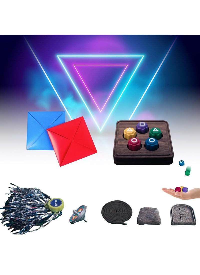 Dominy Gonggi Korean Game Squid Gongi Game Pack, Folk Dice Stone Catching Game Jebi Kicks, Gong-gi, Biseokchigi, Paeng-y, DDAKJI, Hand Eye Coordination Training Toy (All Game Set)  - Image 1