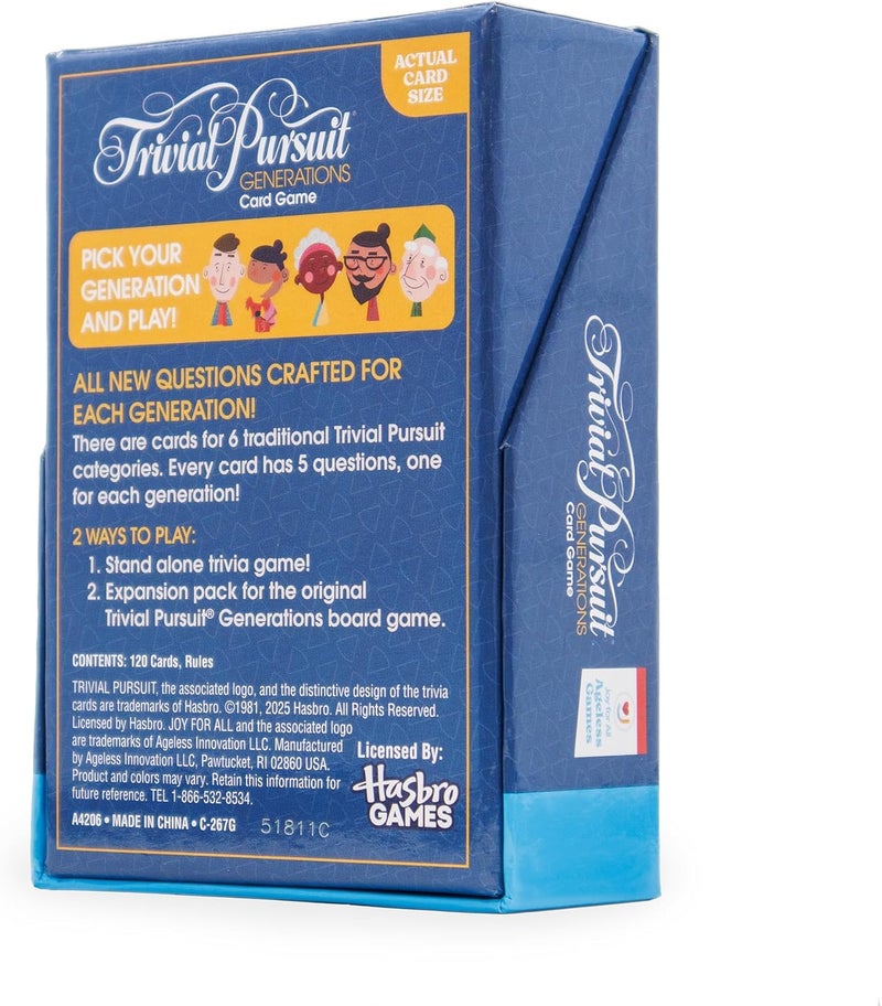 جوي فور أول ألعاب خالدة - توسعة Trivial Pursuit Generations - بطاقات أسئلة ترفيهية متعددة الأجيال جديدة - لعبة الحفلات المثالية للأصدقاء وجميع الأعمار - مثالية لأمسيات الألعاب والسفر - Image 3