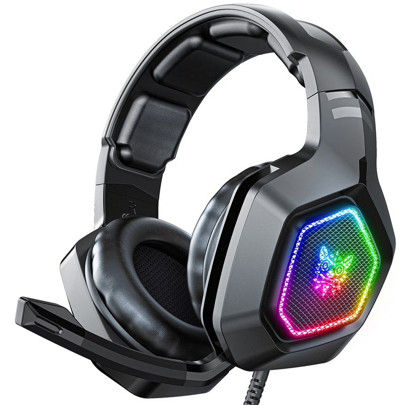 سماعة ألعاب رأسية ONIKUMA K10 بأضواء RGB مع وحدة محرك مقاس 50 مم وميكروفون قابل للتعديل عالي الحساسية وتوافق واسع (نسخة 7.1) - Image 1