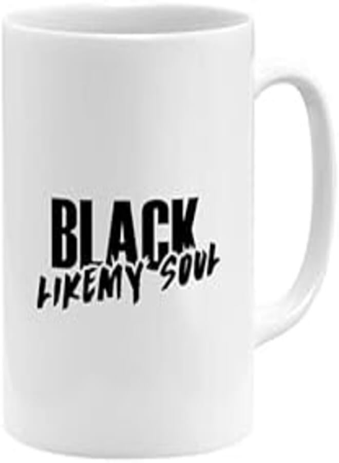 RYN PRINTED DESIGN Black Like My Soul Coffee Mug White 11x14centimeter