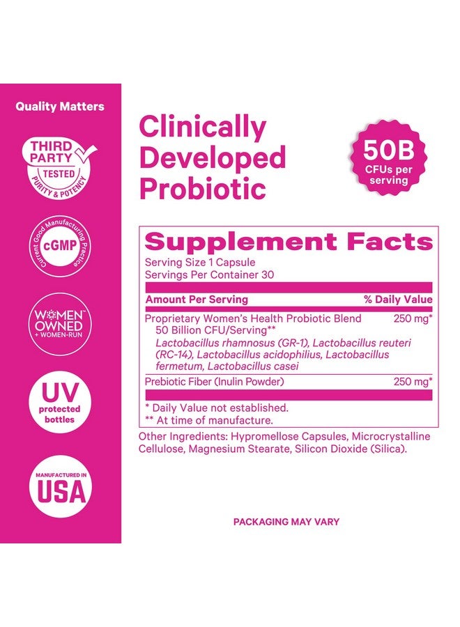 Pink Stork Women's Probiotics for Vaginal Health - 50 Billion CFUs, pH Balance, Urinary Tract, Gut Flora & Immune Health, Digestive Health - Vaginal Odor + Healthy Microbiome - 5 Strains - 30 Capsules - Image 3