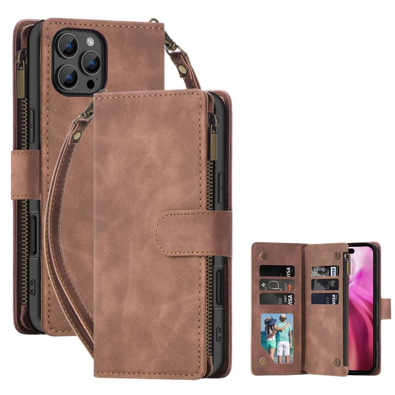 Protective Case | Brown Leather Texture | Shockproof Cover for iPhone 16 / 16 Plus / 16 Pro / 16 Pro Max | Skin Feel - Image 1