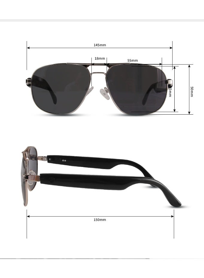 General Smart Bluetooth Sunglasses GS02 Intelligent Audio UV Resistant Glasses Smart Chip UV400 Protection Glasses and Earphones Bluetooth 5.4 Intelligent Control Operation Bilateral Stereo Dual Magnetic Charging Outdoor Sports Talking on The Phone Listening to Music Remote Camera When Navigating Playing Games Right-Hand Assistant  - Image 5