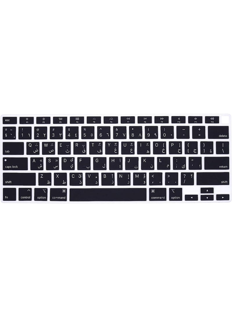 مافانز تخطيط الولايات المتحدة باللغة العربية  غطاء لوحة مفاتيح سيليكون لجهاز MacBook Air 13" 2020 مع نموذج Touch ID:- A2179/A2337 شريحة M1، ملحقات لوحة المفاتيح"  أسود - Image 1