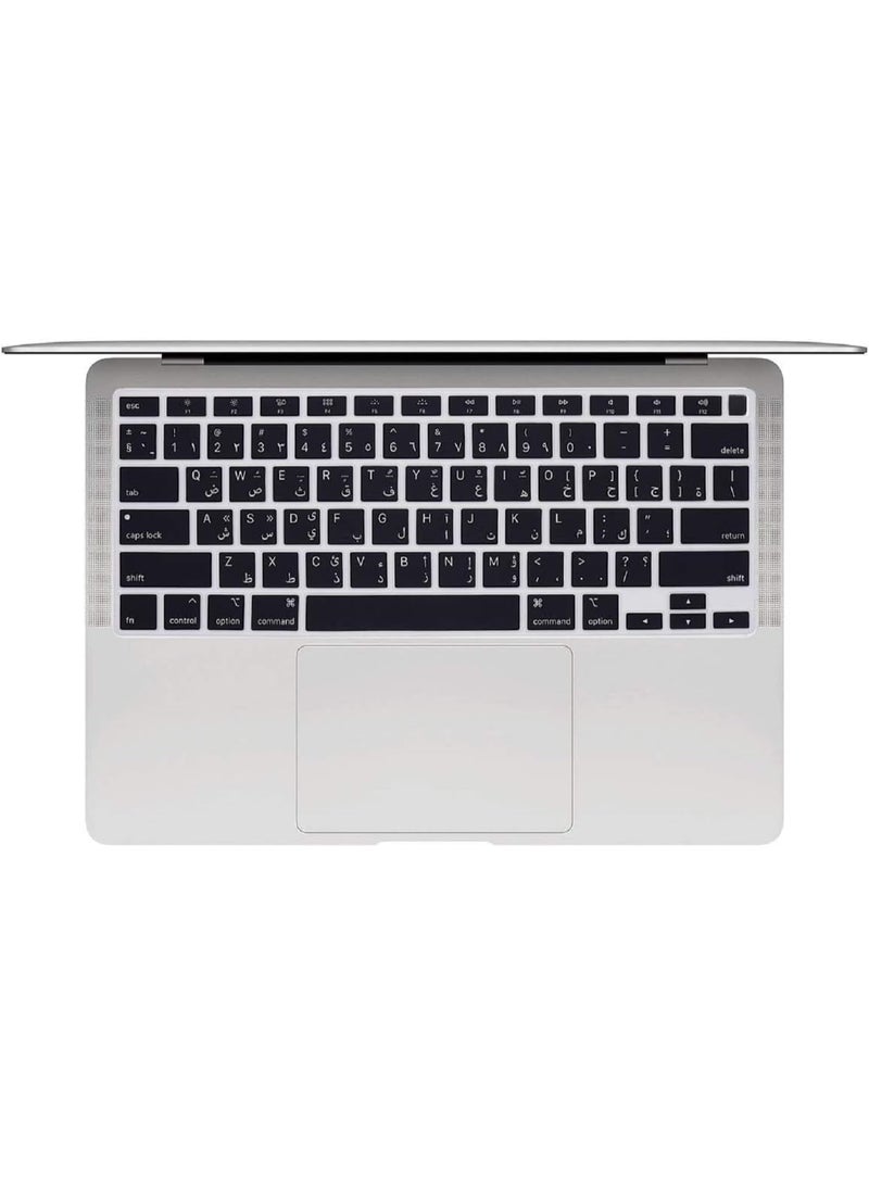 مافانز تخطيط الولايات المتحدة باللغة العربية  غطاء لوحة مفاتيح سيليكون لجهاز MacBook Air 13" 2020 مع نموذج Touch ID:- A2179/A2337 شريحة M1، ملحقات لوحة المفاتيح"  أسود - Image 3
