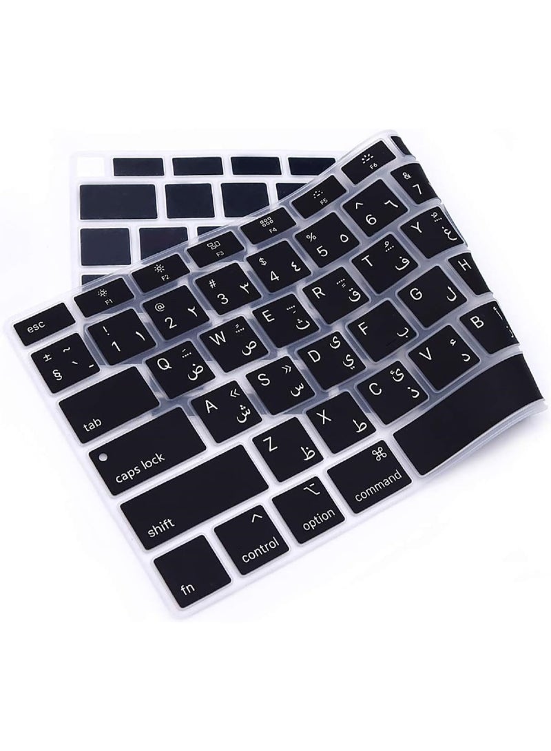مافانز تخطيط الولايات المتحدة باللغة العربية  غطاء لوحة مفاتيح سيليكون لجهاز MacBook Air 13" 2020 مع نموذج Touch ID:- A2179/A2337 شريحة M1، ملحقات لوحة المفاتيح"  أسود - Image 5