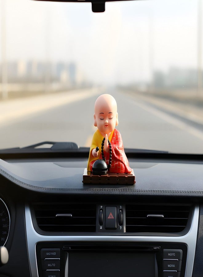 sculpmart Solar Buddha Moving Head & Hand for Car Dashboard | Home Decor | Office Desk & Gifting - Solar Powered Motion with Auto ON/Off with Light (RED) - Image 5