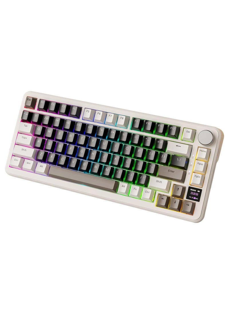 Attack Shark - ATTACK SHARK X85Pro Wireless Mechanical Gaming Keyboard – Hot-Swappable – 75% Compact Layout – Smart TFT Display & Metal Knob – Tri-Mode Connection (Bluetooth 5.1, 2.4GHz, USB-C) – RGB Backlight – Gasket Mount – PBT Keycaps – PC Laptop Mac Compatible (Cheese White) - Image 1