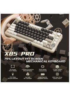Attack Shark ATTACK SHARK X85Pro Wireless Mechanical Gaming Keyboard – Hot-Swappable – 75% Compact Layout – Smart TFT Display & Metal Knob – Tri-Mode Connection (Bluetooth 5.1, 2.4GHz, USB-C) – RGB Backlight – Gasket Mount – PBT Keycaps – PC Laptop Mac Compatible (Cheese White)  - Image 2