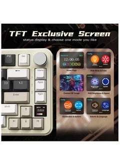 Attack Shark ATTACK SHARK X85Pro Wireless Mechanical Gaming Keyboard – Hot-Swappable – 75% Compact Layout – Smart TFT Display & Metal Knob – Tri-Mode Connection (Bluetooth 5.1, 2.4GHz, USB-C) – RGB Backlight – Gasket Mount – PBT Keycaps – PC Laptop Mac Compatible (Cheese White)  - Image 3