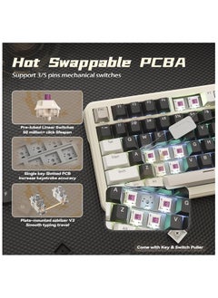 Attack Shark ATTACK SHARK X85Pro Wireless Mechanical Gaming Keyboard – Hot-Swappable – 75% Compact Layout – Smart TFT Display & Metal Knob – Tri-Mode Connection (Bluetooth 5.1, 2.4GHz, USB-C) – RGB Backlight – Gasket Mount – PBT Keycaps – PC Laptop Mac Compatible (Cheese White)  - Image 5
