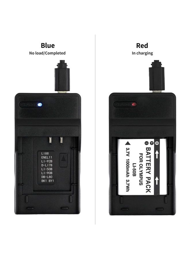 Norifon شاحن USB LI-50B لكاميرات أوليمبوس D-750، SH-21، SP-800UZ، SP-810UZ، SP-815UZ، Stylus 1010، 1030SW، SZ-12، SZ-14، Tough TG-2، VR-340، VR-350، XZ-1 والمزيد - Image 3