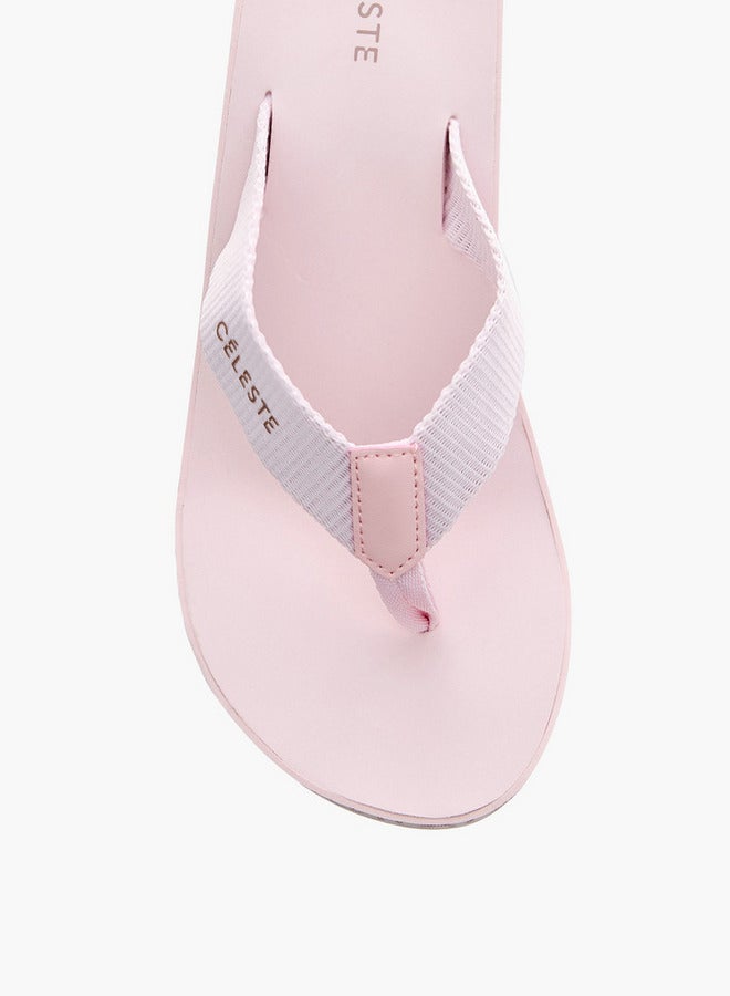 Celeste Women's Monogram Print Thong Slippers with Wedge Heels - Image 3