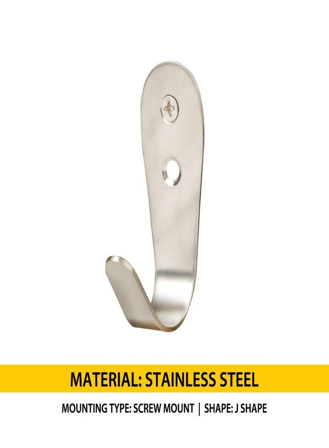 BTL Stainless Steel Door Hook - Wall Hook - Hook for Hanging Keys, Clothes, Towel | J Shape | Screws Included | Pack of 10 | BHK-3J - Image 4
