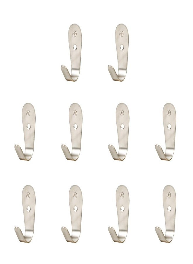 BTL Stainless Steel Door Hook - Wall Hook - Hook for Hanging Keys, Clothes, Towel | J Shape | Screws Included | Pack of 10 | BHK-3J - Image 1