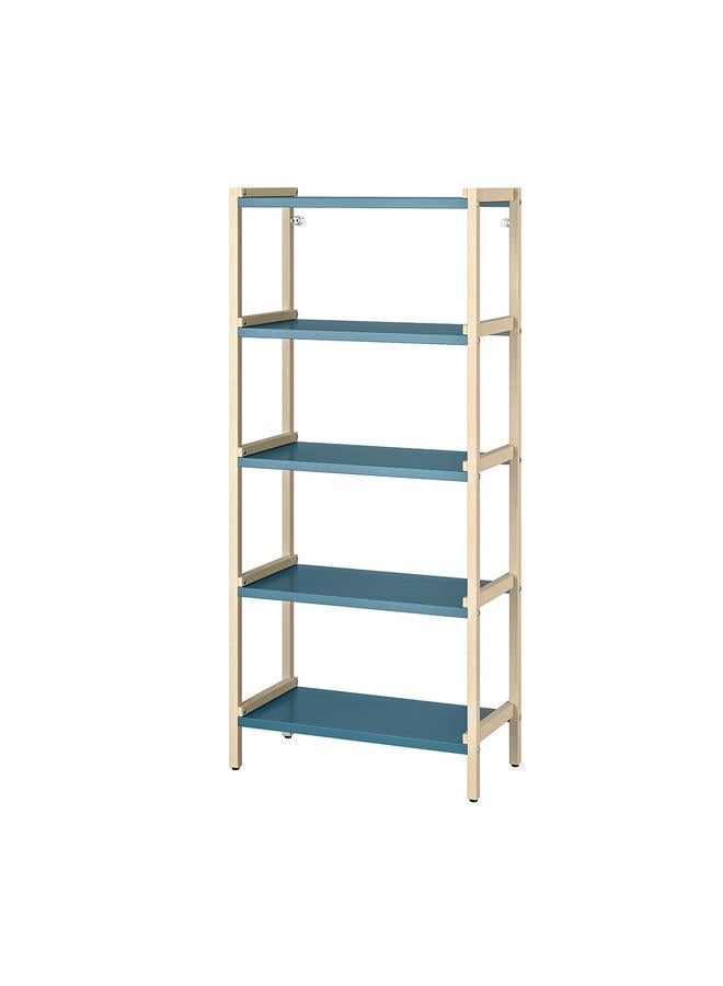 Zaboon Open Shelving Unit, Aspen/Blue, 70X34X154 Cm - Image 1