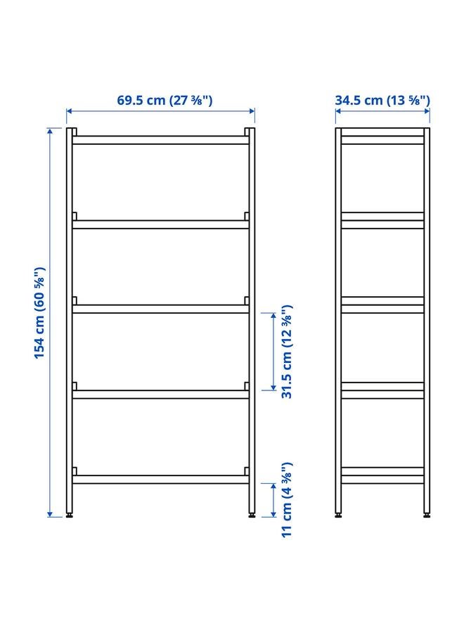 Zaboon Open Shelving Unit, Aspen/Blue, 70X34X154 Cm - Image 3