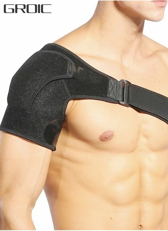 GROIC - Shoulder Brace, Shoulder Support and Compression Sleeve for Torn Rotator Cuff, Dislocated Shoulder, Pain Relief, Adjustable Fits Shoulder Brace Immobilizer Strap with Ice Pack Pocket - Image 1
