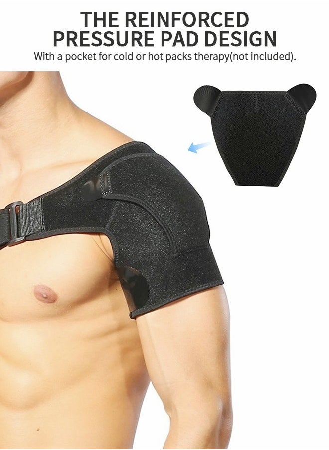 GROIC - Shoulder Brace, Shoulder Support and Compression Sleeve for Torn Rotator Cuff, Dislocated Shoulder, Pain Relief, Adjustable Fits Shoulder Brace Immobilizer Strap with Ice Pack Pocket - Image 1