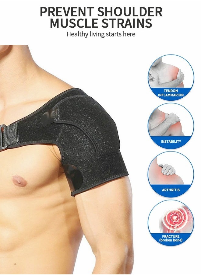 GROIC - Shoulder Brace, Shoulder Support and Compression Sleeve for Torn Rotator Cuff, Dislocated Shoulder, Pain Relief, Adjustable Fits Shoulder Brace Immobilizer Strap with Ice Pack Pocket - Image 1