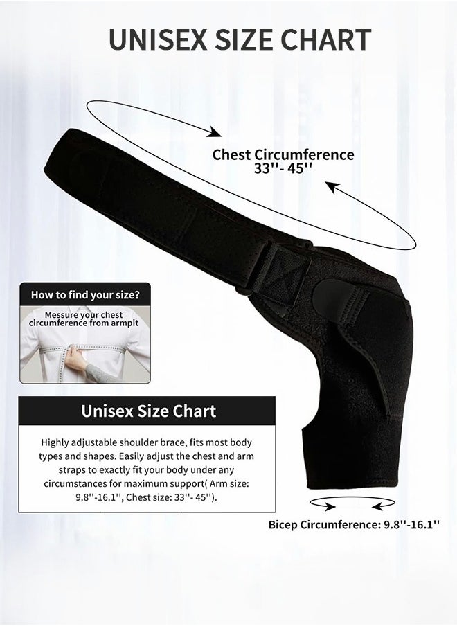 GROIC - Shoulder Brace, Shoulder Support and Compression Sleeve for Torn Rotator Cuff, Dislocated Shoulder, Pain Relief, Adjustable Fits Shoulder Brace Immobilizer Strap with Ice Pack Pocket - Image 1
